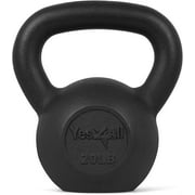 Yes4All 20lb Cast Iron Kettlebell, Black, Single