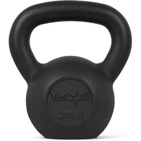 Yes4All Kettlebell Adjustable/Cast Iron/Protective Base Solid Smooth for Strength Training, Home Gym - Black 20LBS