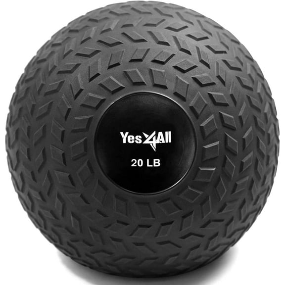 Yes4All Slam Ball, PVC Sand Filled Medicine Ball, 10-40lbs Weight Ball - Tread Black 20 LBS