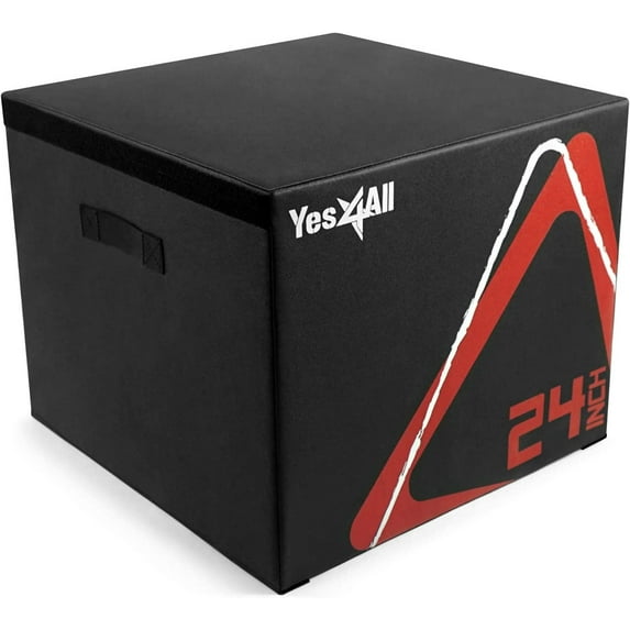 Yes4All 24 in Height Stackable Plyometric Box, for Crossfit Workout, Black