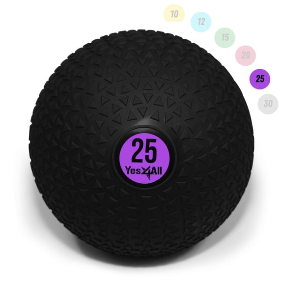 Yes4All 25LBS Sand-Filled Slam Ball, PVC Medicine Ball for Weighted Workouts, Black Triangle Pattern