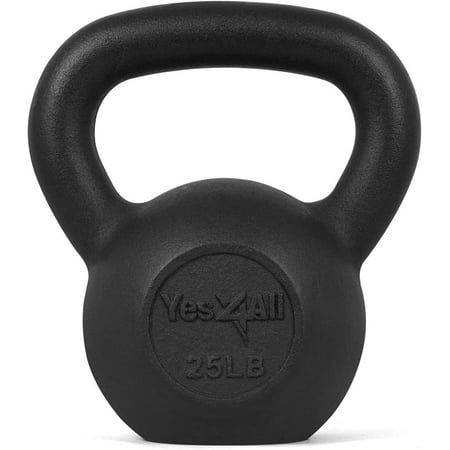 Yes4All Single Cast Iron Kettlebell, Black, 25 lbs