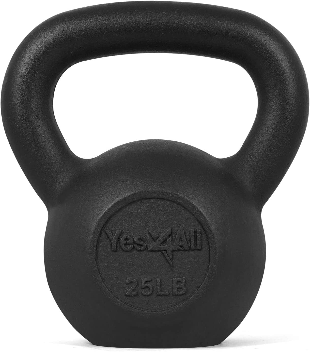 Yes4All 25lb Cast Iron Kettlebell, Black, Single