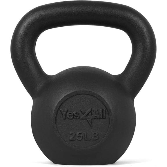 Yes4All 25lb Cast Iron Kettlebell, Black, Single