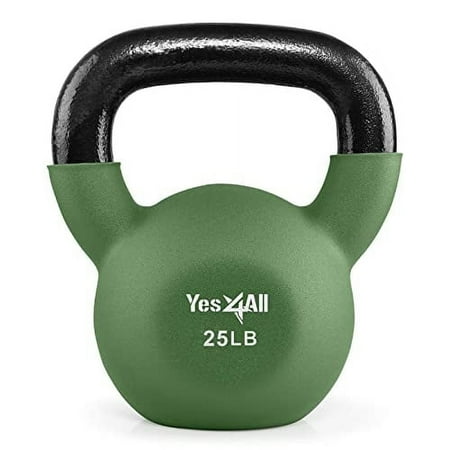 Yes4All 25lb Premium Coated Kettlebell, Green Glimmer, Single