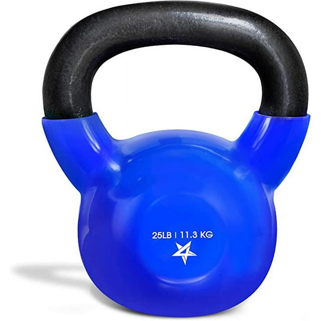 Yes4All 25lb Vinyl Coated / PVC Kettlebell, Blue, Single