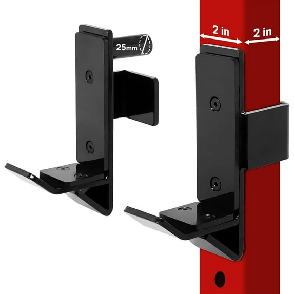 Yes4All J-Hooks Barbell Holder for Power Rack - J Hook Weight Rack / Fitness Racks J Hook - Fit 2x2 inch Square Tube (Pair)