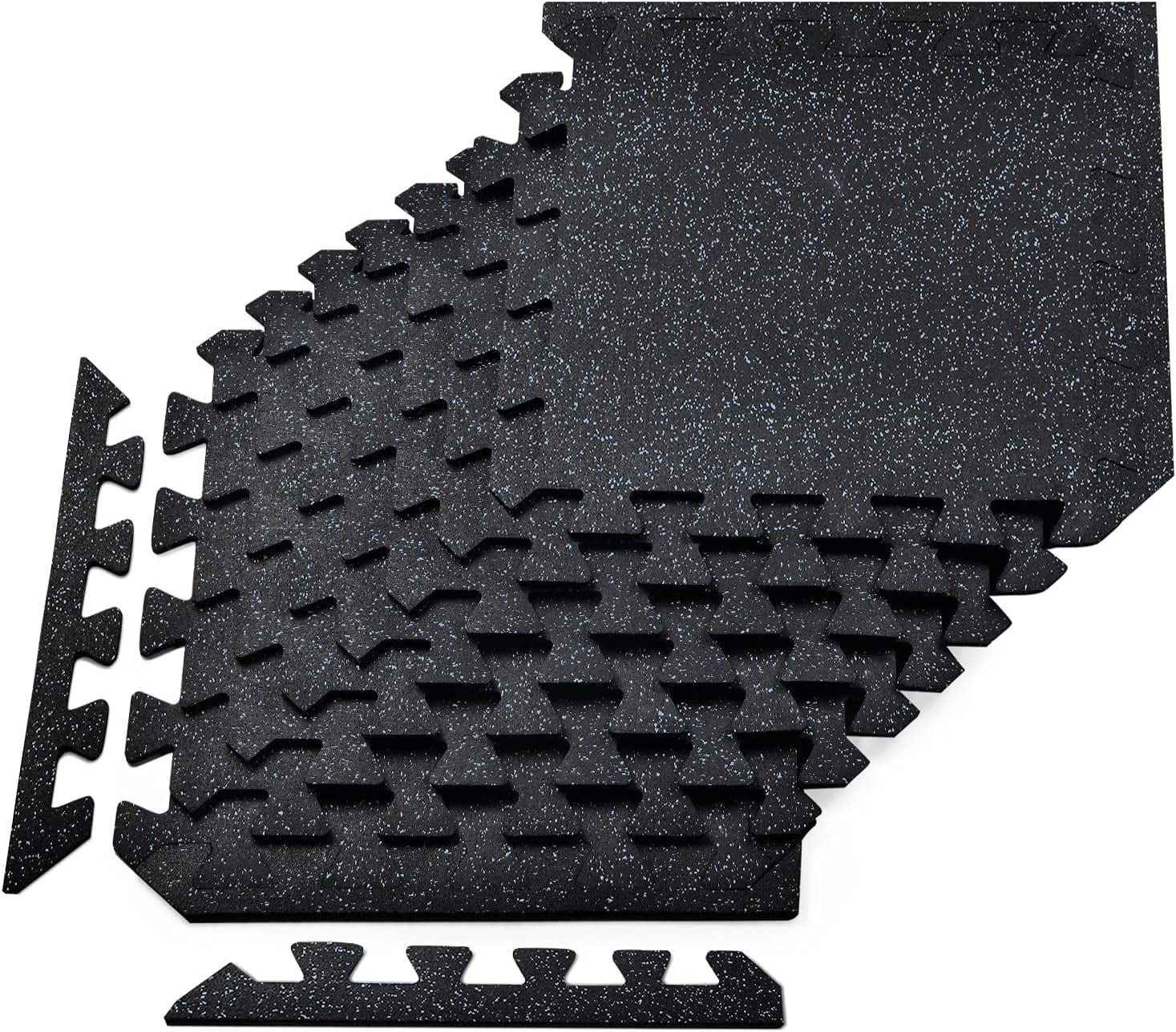 Safety Slip-Resistant Rubber Mats, Interlocking, 3' X 3' X 3/8, 1 Mat