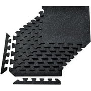 Yes4All 3/8 inch Thick Interlocking Rubber Floor Tiles, 8 Tiles, 20Sqft, Blue Dot