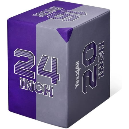 Yes4All 3-in-1 24"x20"x16" Soft Plyo Box Wooden Core, Foam for Jumping Exercise, Crossfit, Basketball Version
