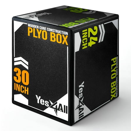 Yes4All 3-in-1 Soft-Padded Plyo Box With Wooden Core, Non-Slip Multi-Use Cushioned Plyometric Jump Box with Vinyl Cover for Jumping, Conditioning, Strength Training - 30x24x20 Inches