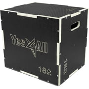 Yes4All 3-in-1 Wooden Plyo Box, Non-Slip Surface, Hex Grip, 20 in, 18 in, 16 in, Black