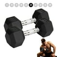 thumbnail image 1 of Yes4All 30 LBS Pair of Rubber Encased Hex Dumbbells with Durable Chrome Grip, Set of Two, 1 of 5