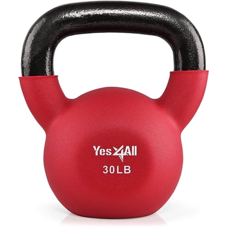 Yes4All 30lb Premium Coated Kettlebell, Ruby, Single