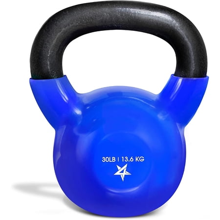 Yes4All 30lb Vinyl Coated / PVC Kettlebell, Blue, Single