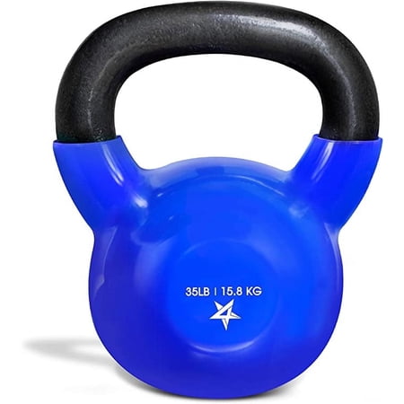 Yes4All 35lb Vinyl Coated / PVC Kettlebell, Blue, Single
