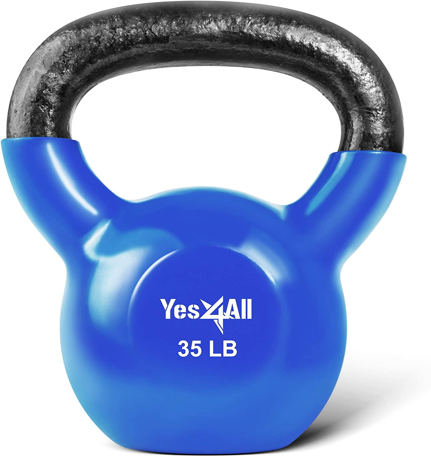 Yes4All 35lb Vinyl Coated PVC Kettlebell Blue Single Walmart