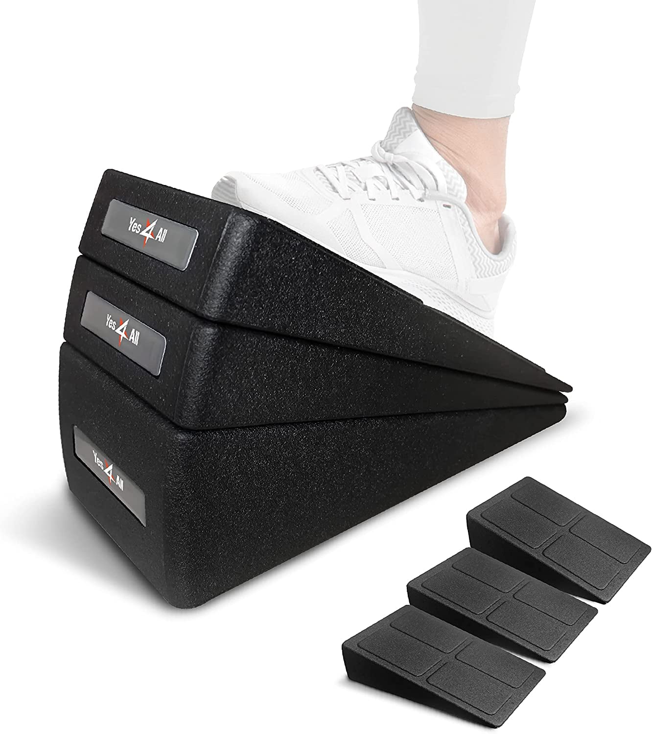 Yes4All 3pcs Foam Incline Board Foot wedge with Multiple Angles For