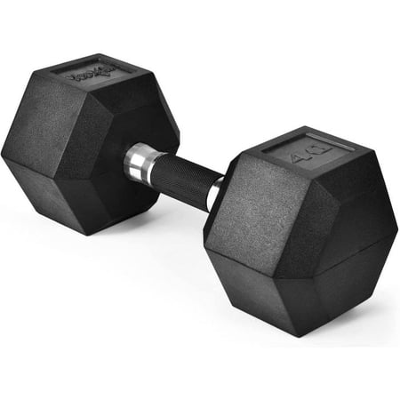 Yes4All 40 lbs Hex Rubber Grip Dumbbell Weight Set, Single