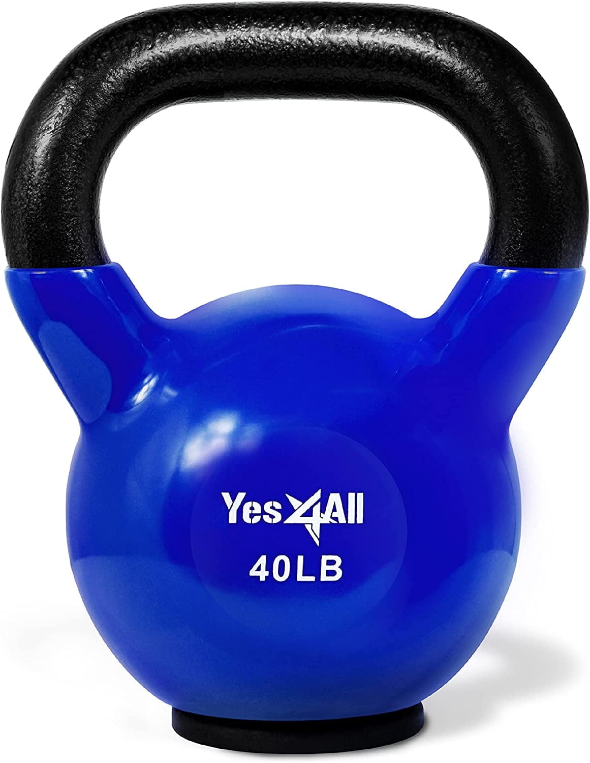 Yes4All 40lb Vinyl Coated / PVC Kettlebell with Rubber Base, Blue, Single