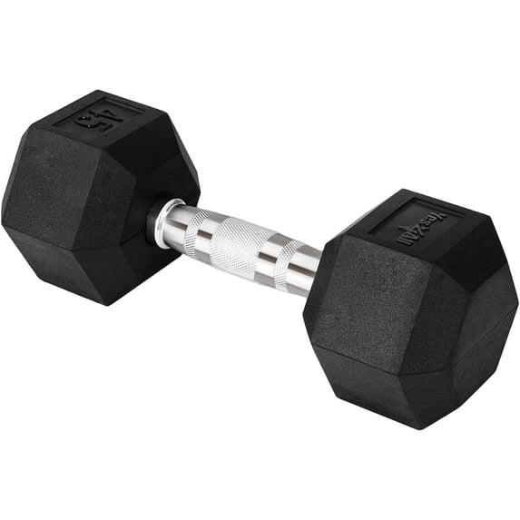 Yes4All 45 LBS Chrome Grip Encased Hex Dumbbells – Durable Hand Weights with Anti-Slip Design, Perfect for Strength Training and Workouts