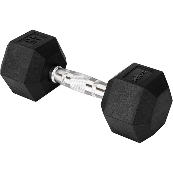 Yes4All 45 LBS Chrome Grip Encased Hex Dumbbells – Durable Hand Weights with Anti-Slip Design, Perfect for Strength Training and Workouts