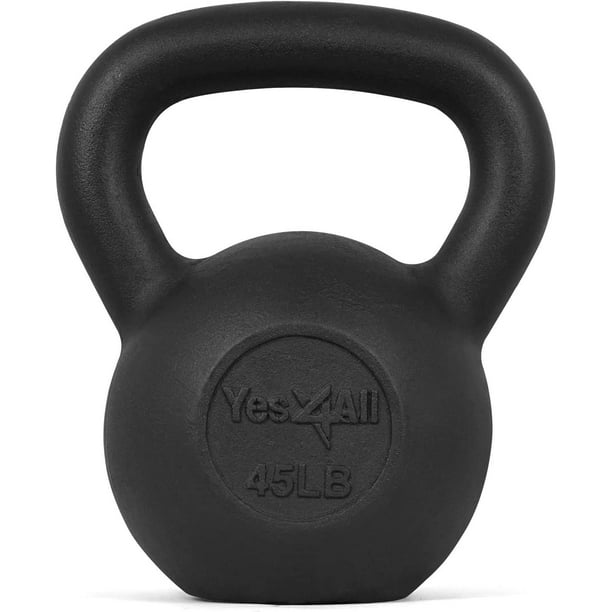 Yes4All 45lb Cast Iron Kettlebell, Black, Single