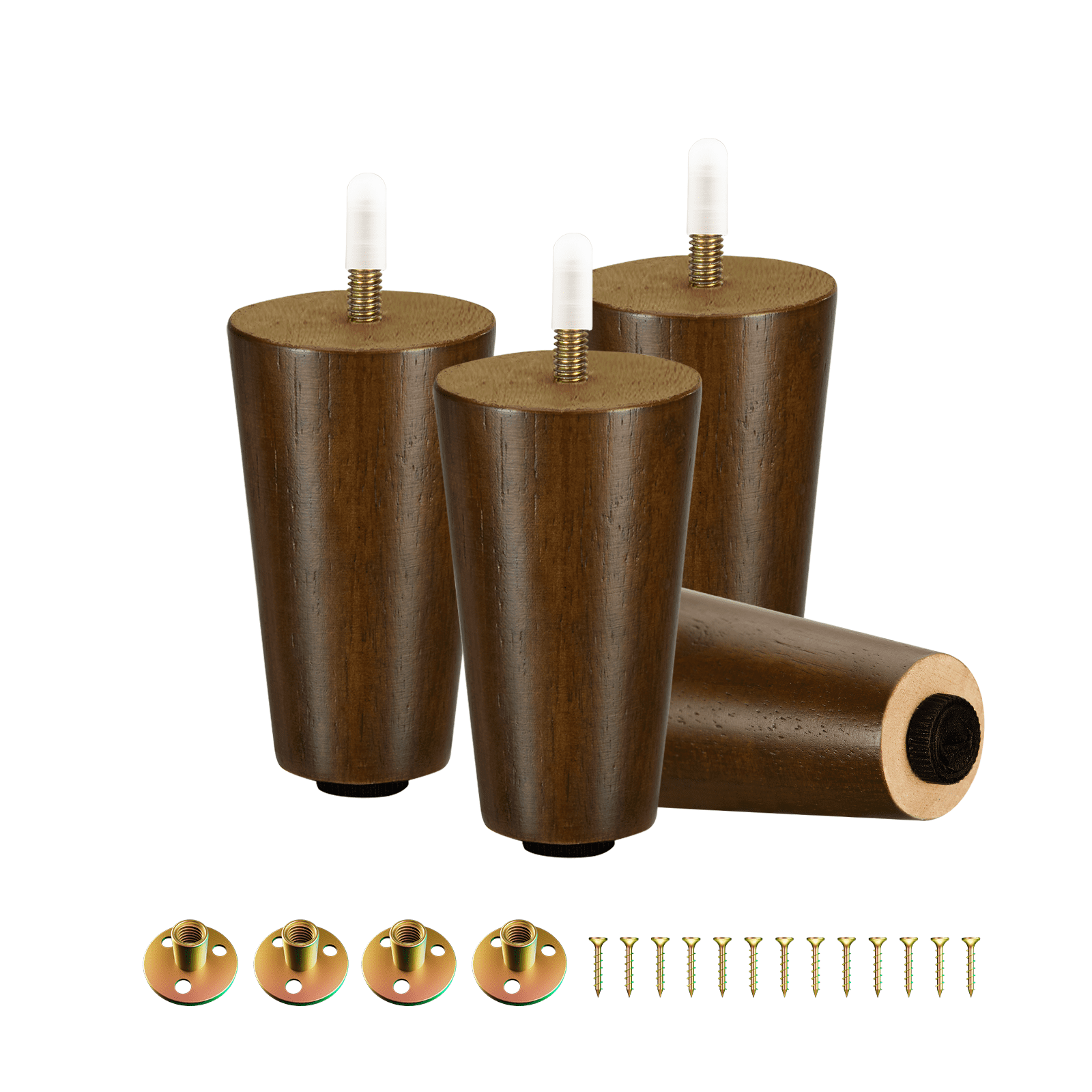 4 in Round Rubber Wood Furniture Legs Adjustable Feet for Sofa Set of 4 Walmart