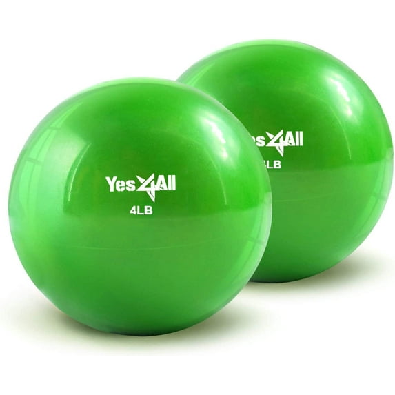 Yes4All 4lbs Soft Weighted Toning Ball Green Pair