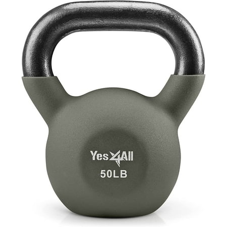 Yes4All 50lb Premium Coated Kettlebell, Gray, Single