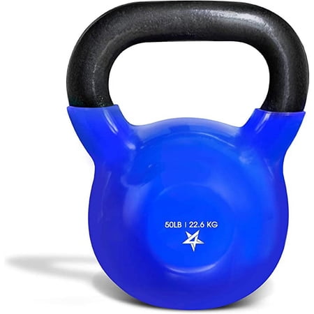 Yes4All 50lb Vinyl Coated / PVC Kettlebell, Blue, Single