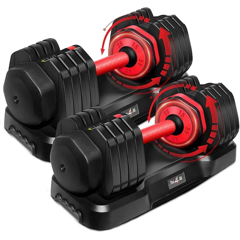 Yes4All Adjustable Dumbbell Set 15-55lbs Steel Grip Gym Workout