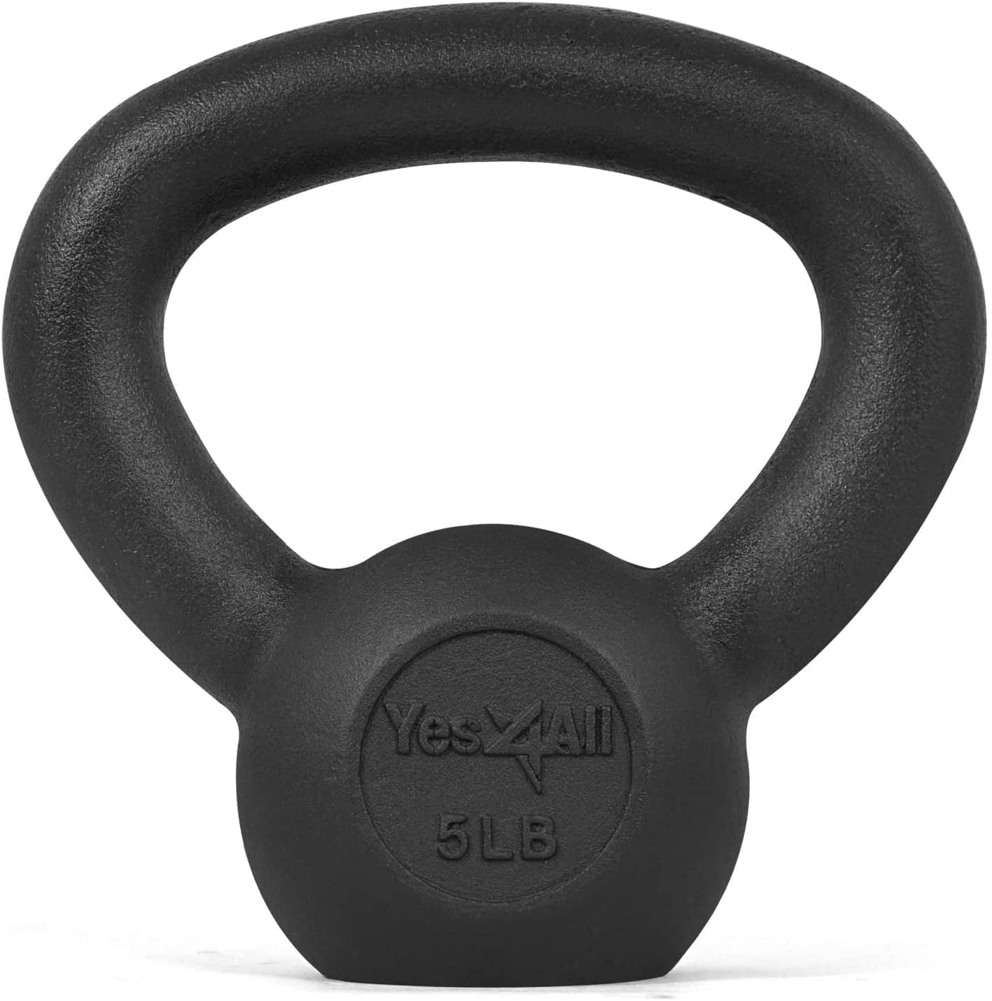 Yes4All 5lb Cast Iron Kettlebell, Black, Single