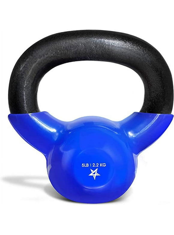 Yes4All 5lb Vinyl Coated / PVC Kettlebell, Blue, Single