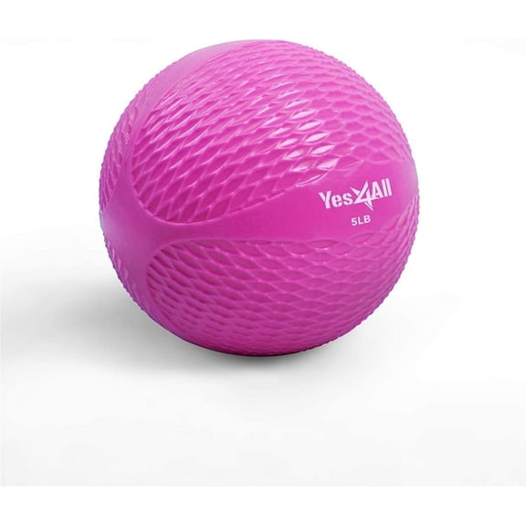 Yes4All 5lbs Soft Weighted Toning Ball Diamond Knurl Pink