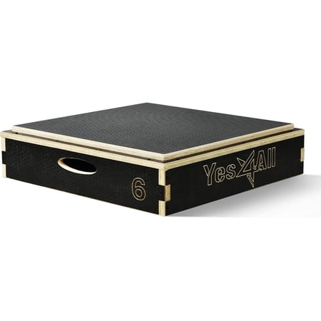 Yes4All 6 in Stackable Wooden Plyo Box, with Anti-Slip Surface for Home Gym, Black