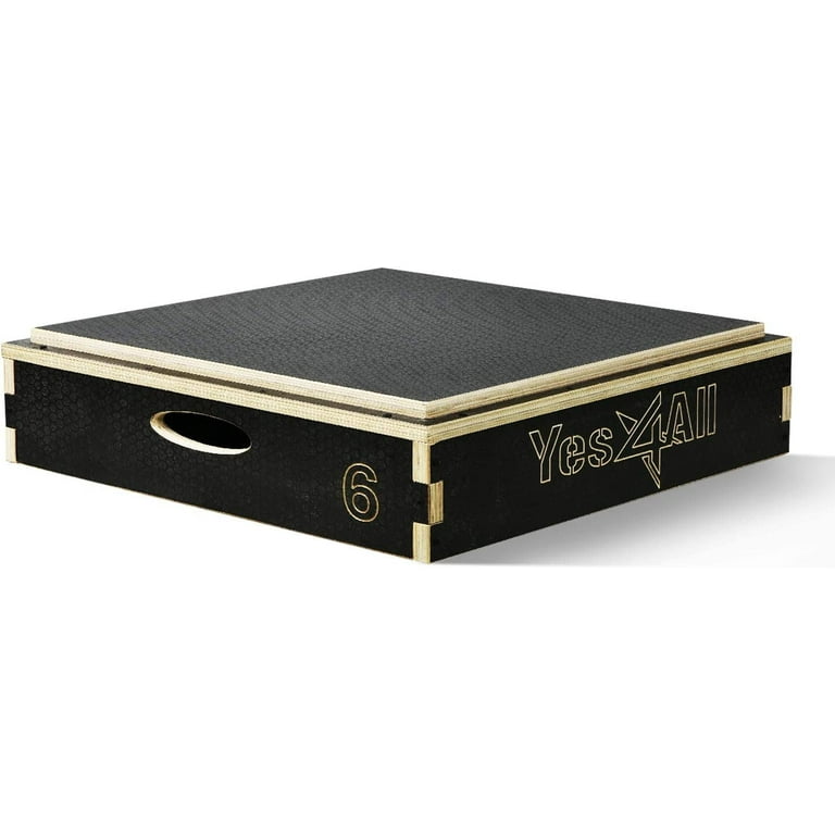 Yes4All 6 in Stackable Wooden Plyo Box, with Anti-Slip Surface for