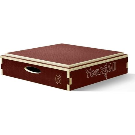 Yes4All 6 in Stackable Wooden Plyo Box, with Anti-Slip Surface for Home Gym, Red