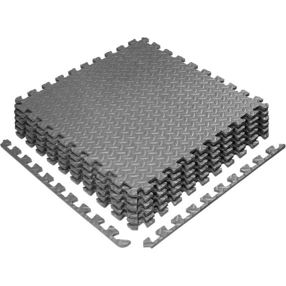 Yes4All 6 pcs Interlocking Exercise Foam Mats, Cover 24 SQFT, 7/16 inch, Gray Color