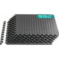 thumbnail image 1 of Yes4All 6 pcs Interlocking Exercise Foam Mats, Cover 24 sqft, 3/8 inch, Black Color, 1 of 8