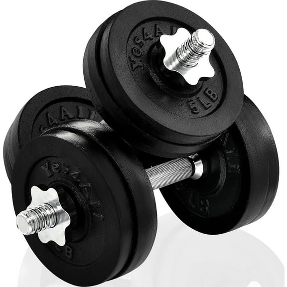 Yes4All 60 lbs Adjustable Dumbbell Weight Set, Cast Iron Dumbbell, Pair
