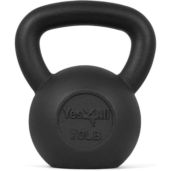 Yes4All 70 lbs Kettlebell Heavy Cast Iron Solid Smooth Handle Weights for Women/Men, Strength Training Equipment
