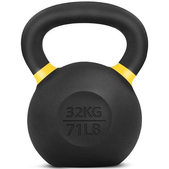 Yes4All 71-Pound Powder Coated Cast Iron Kettlebell with Non-Slip Handle and Flat Bottom