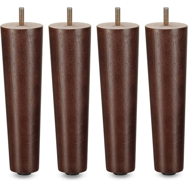 Yes4All 8 Inches Round Wood Furniture Legs Set of 4 Wooden Replacement Feet for Couch, Bed