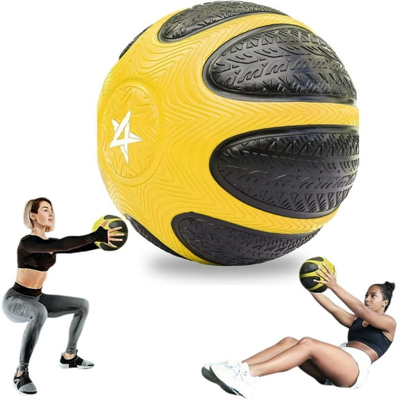 Yes4All 8lbs Medicine Ball with Dual Texture Grip - Yellow