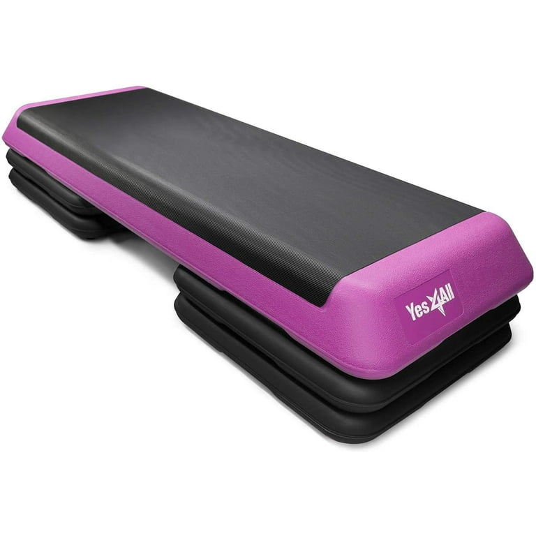 Yes4All Adjustable Aerobic Step Platform 40 in x 16 in with 4 Risers Pink and Black