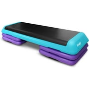 Yes4All Adjustable Aerobic Step Platform, 40 in x 16 in with 4 Risers, Teal, Black and Purple