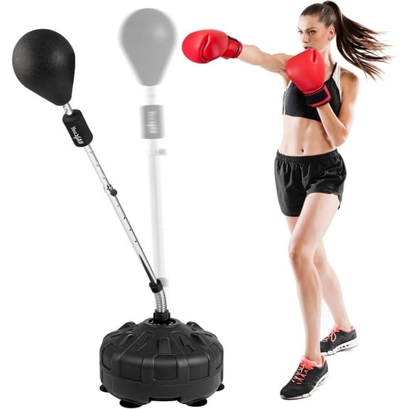 Yes4All Adjustable Height Punching Bag with Stand, 55-62.2 Inches, 12.35 lb, Black