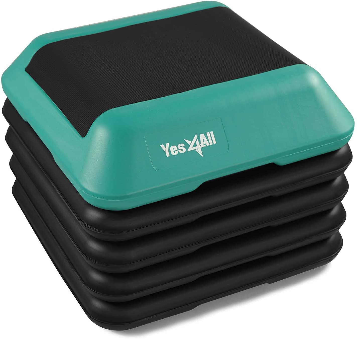 Yes4All Adjustable High Step Aerobic Platform, 16 in x 16 in, for Aerobic Step Exercises (Black/Green) - image 1 of 7