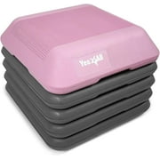 Yes4All Adjustable High Step Aerobic Platform, 16 in x 16 in, for Aerobic Step Exercises (Pink/ Grey)